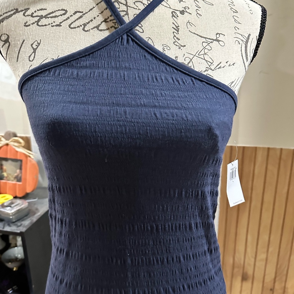 Old Navy Navy Blue Textured Halter Top